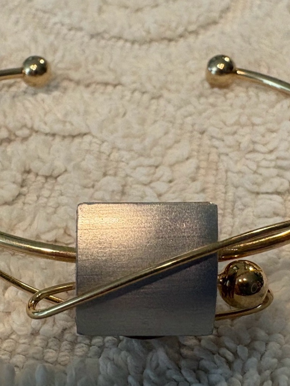 Two-Tone Gold and Silver Modern Cuff Bracelet